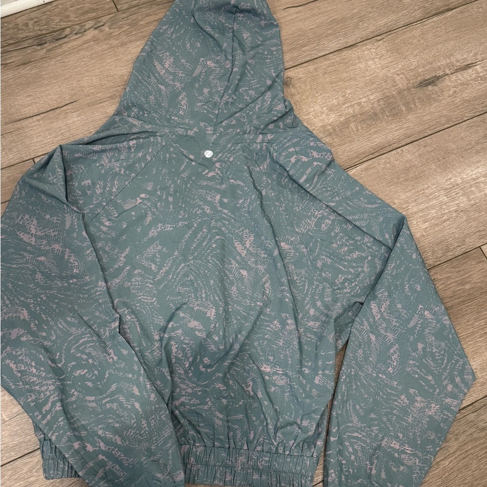 Teal Hooded Jacket With Pattern - image 5